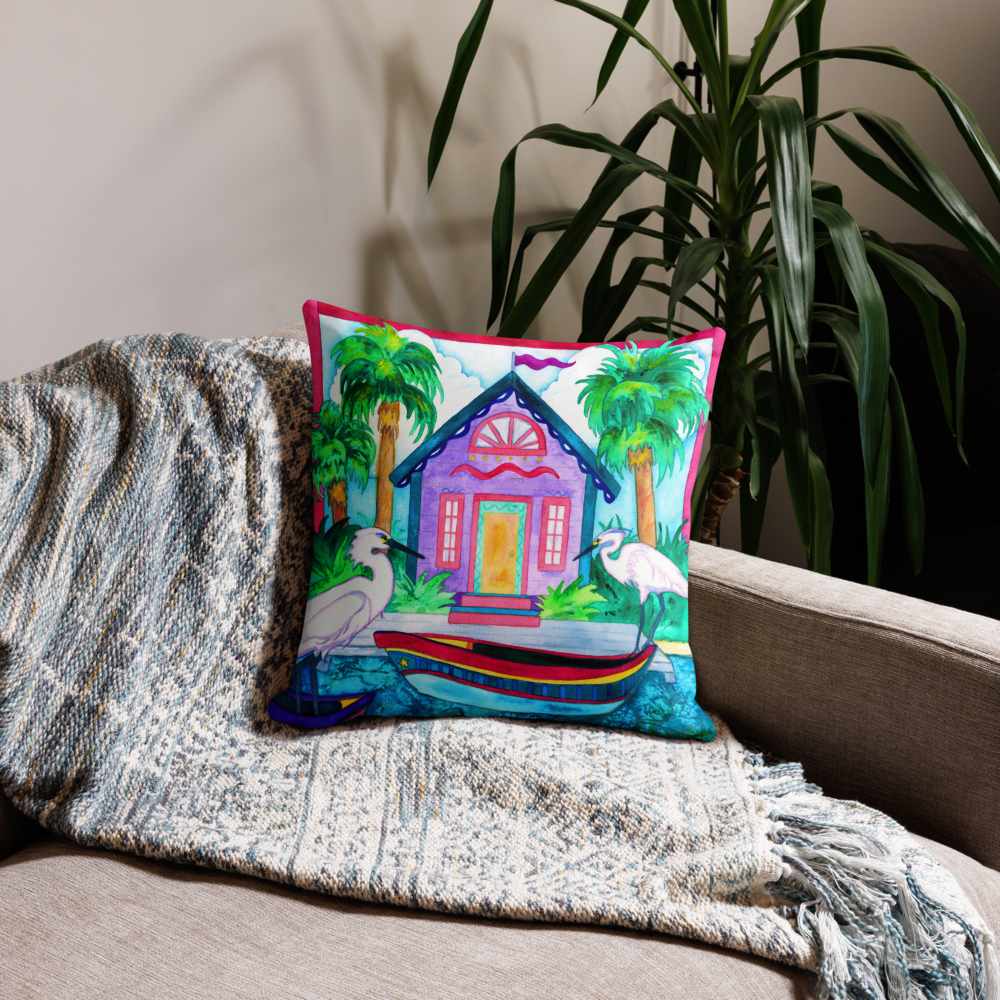 "Tropical Retreat" Painting - Premium Throw Pillow