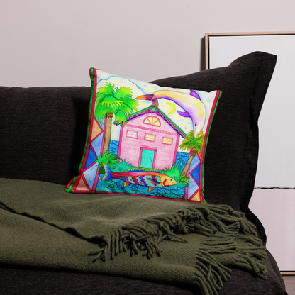And the Dolphin Jumped Over the Moon - Premium Pillow