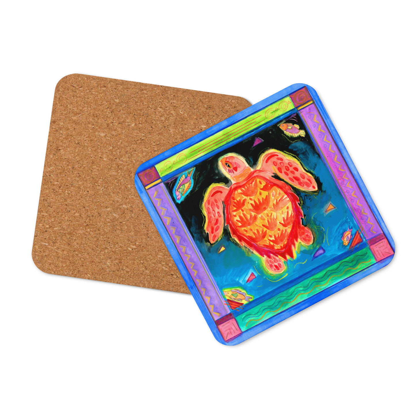 "Florida Seas" Painting - Cork-back Coaster