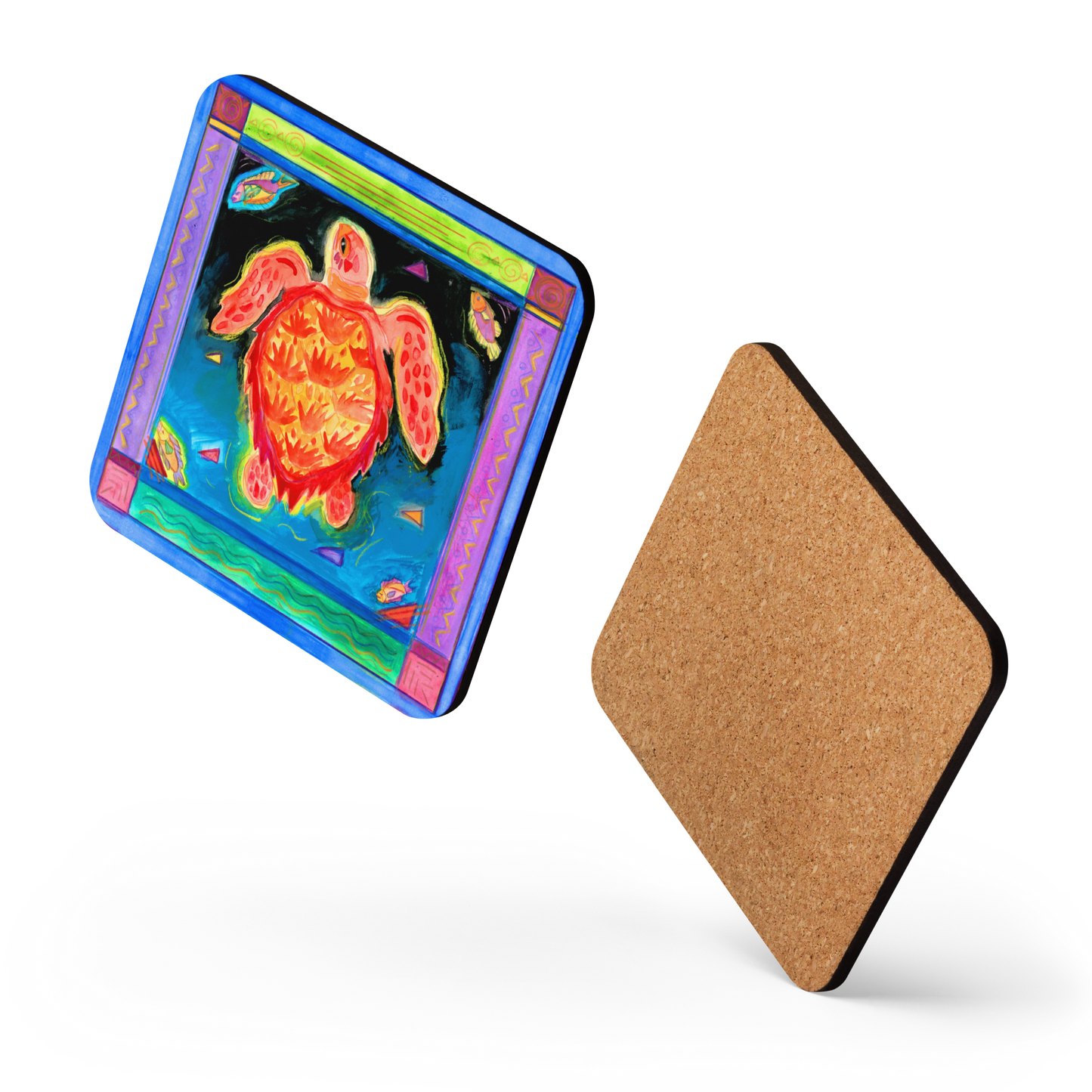 "Florida Seas" Painting - Cork-back Coaster